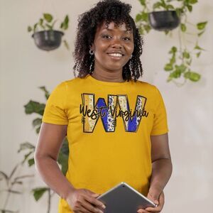 West Virginia Blue Gold Leopard Tee